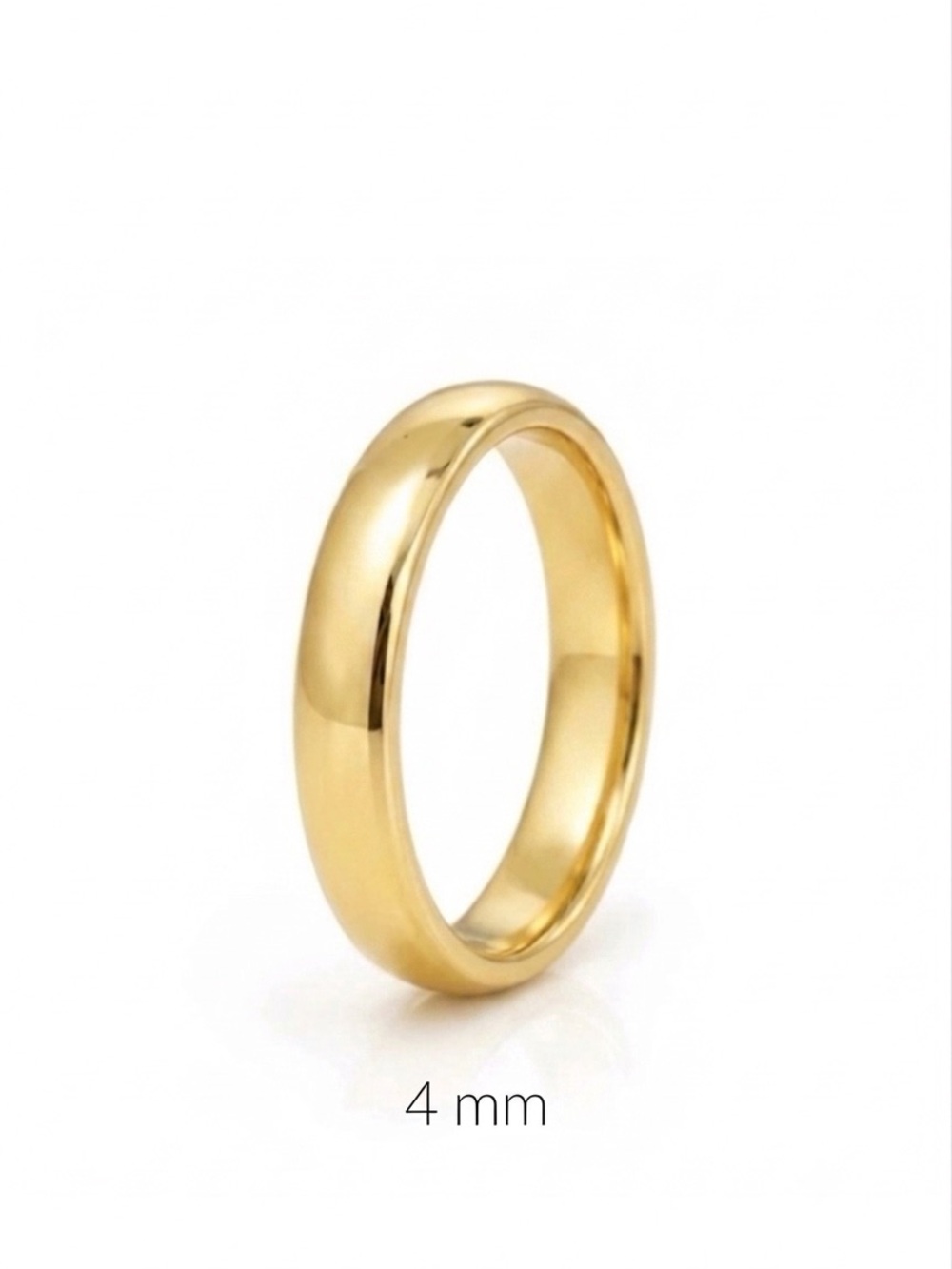14K Gold Plated Band Ring 4 mm | Simple Dome Wedding Ring | Minimal Jewelry
